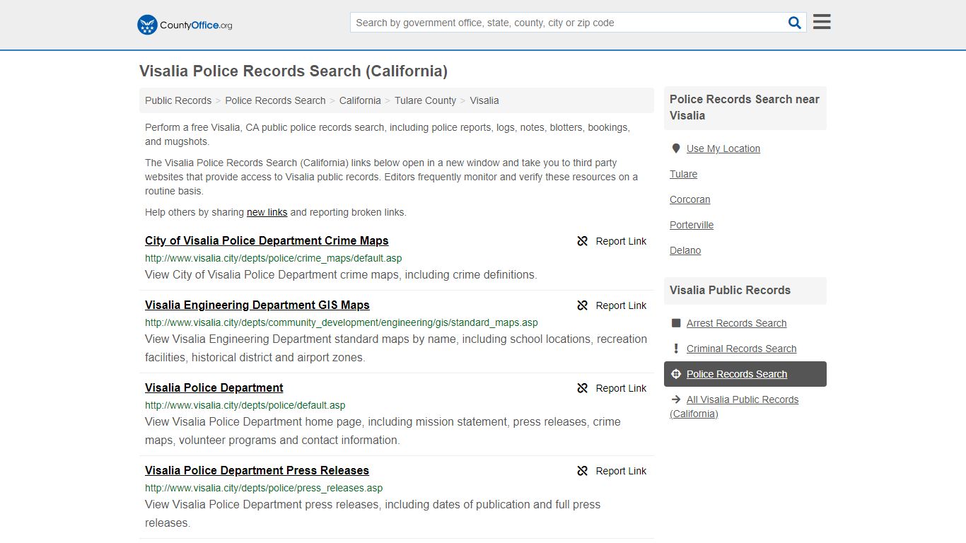 Police Records Search - Visalia, CA (Accidents & Arrest ...